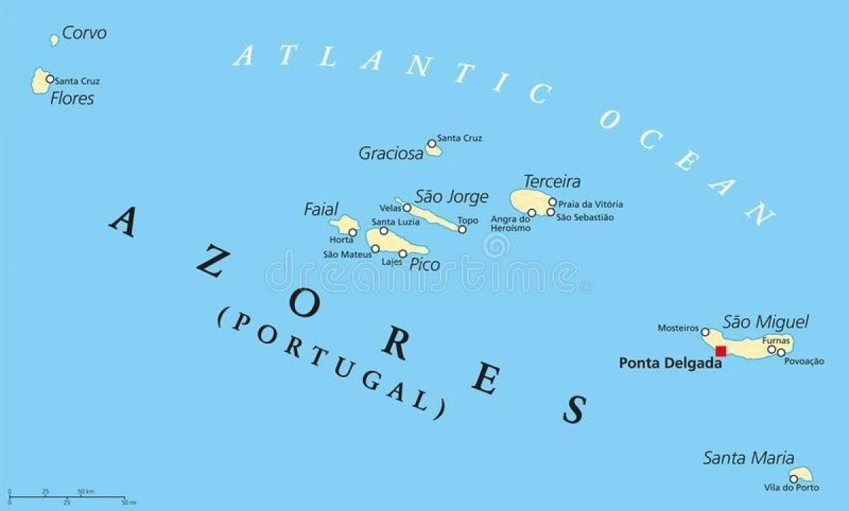 carte des Açores, Portugal