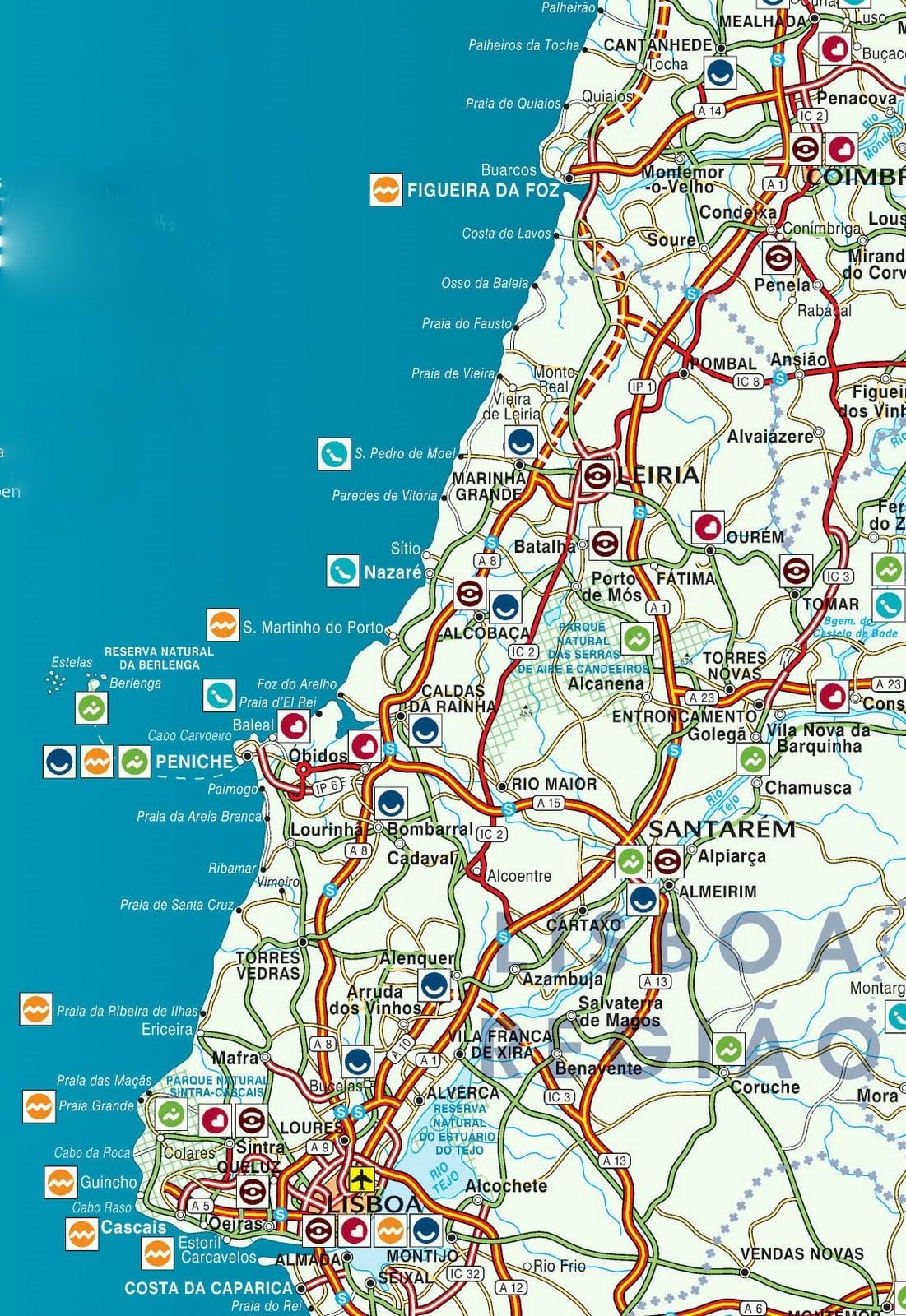 carte du Portugal côte d'Argent
