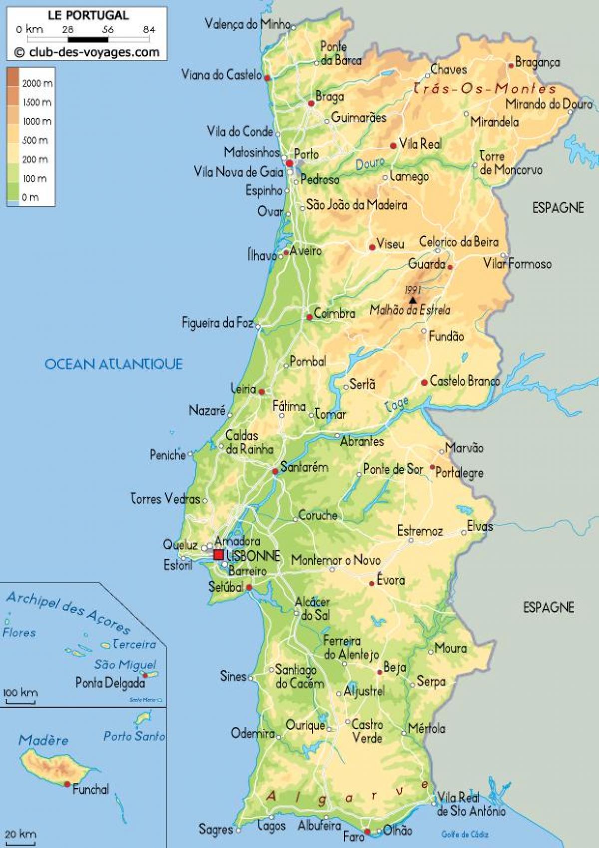 Portugal sur une carte