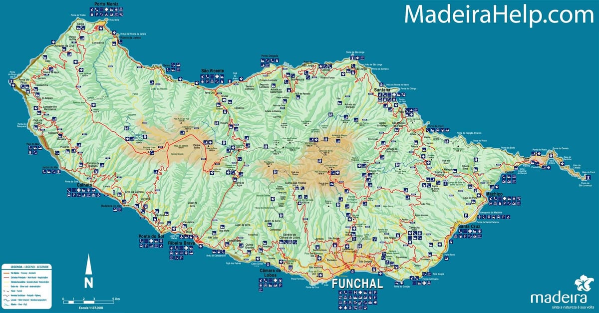 carte du Portugal Madère