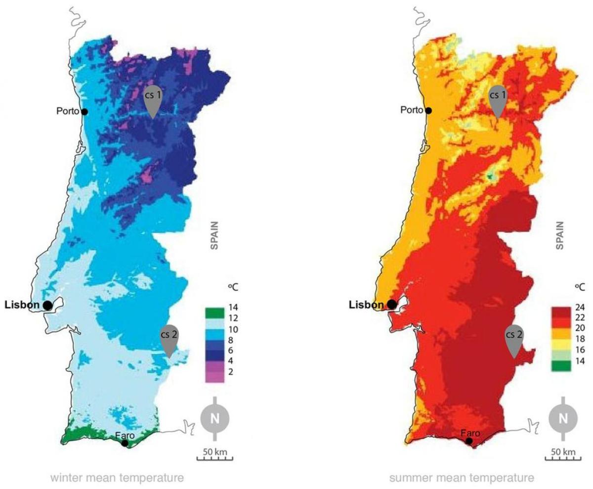 carte climatique du Portugal