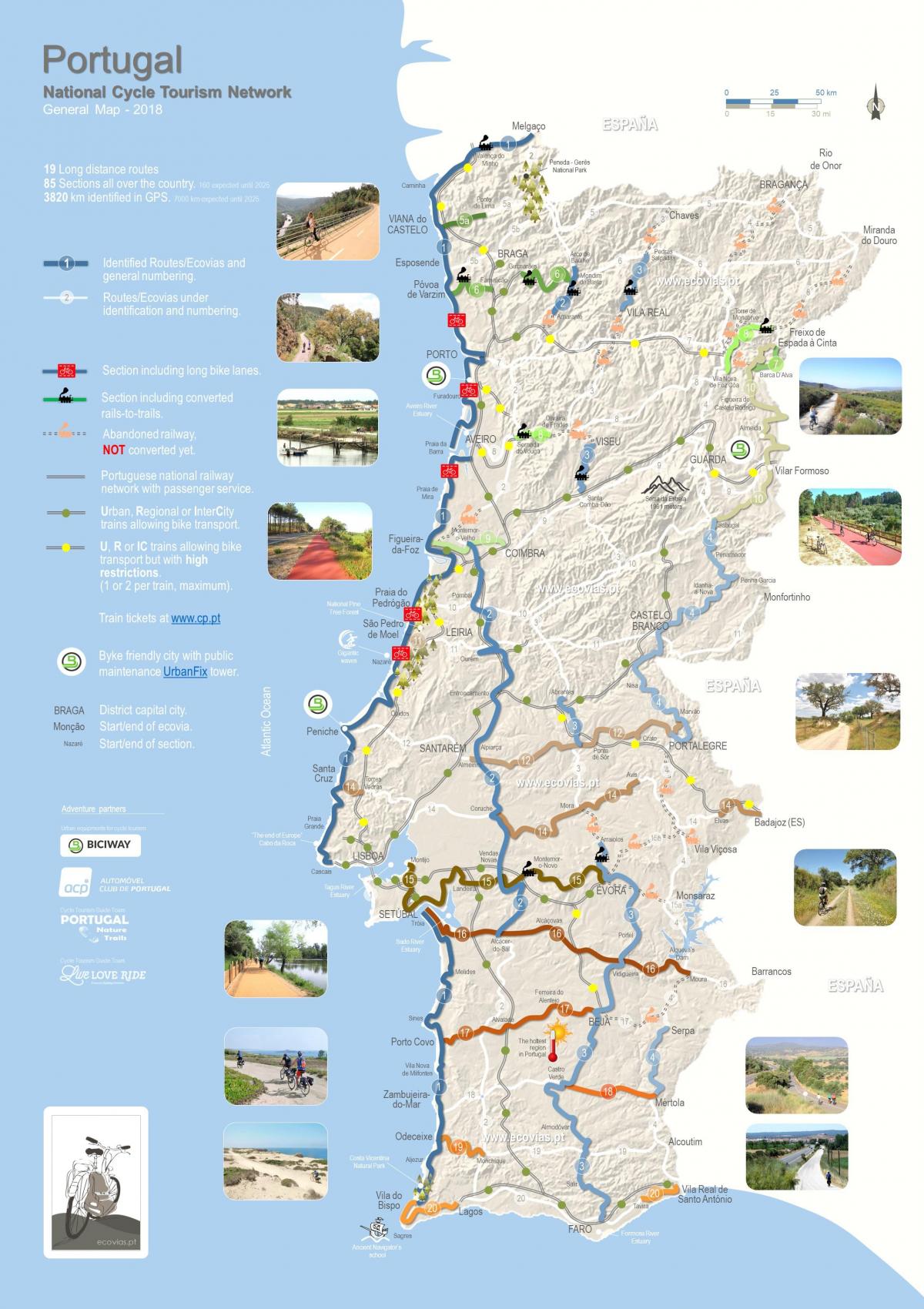 carte du Portugal à vélo