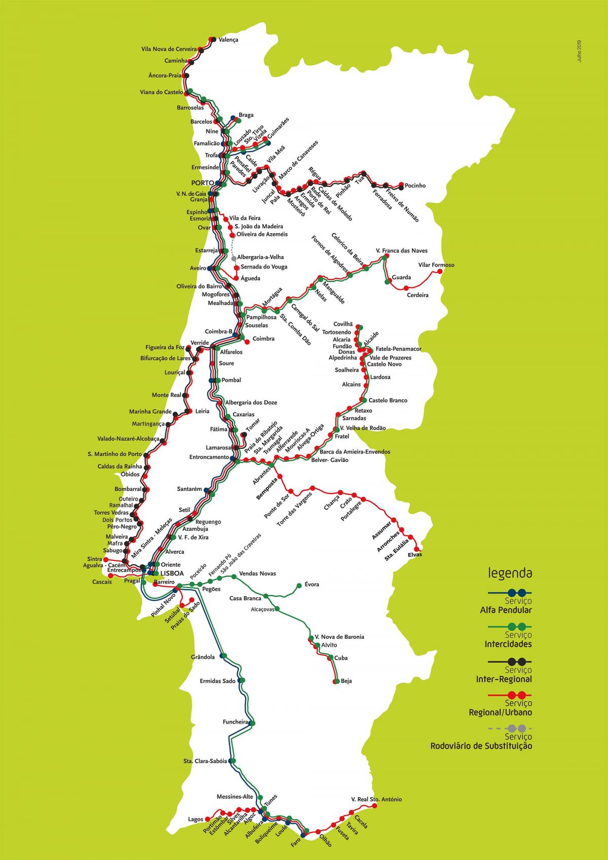 carte du train Portugal