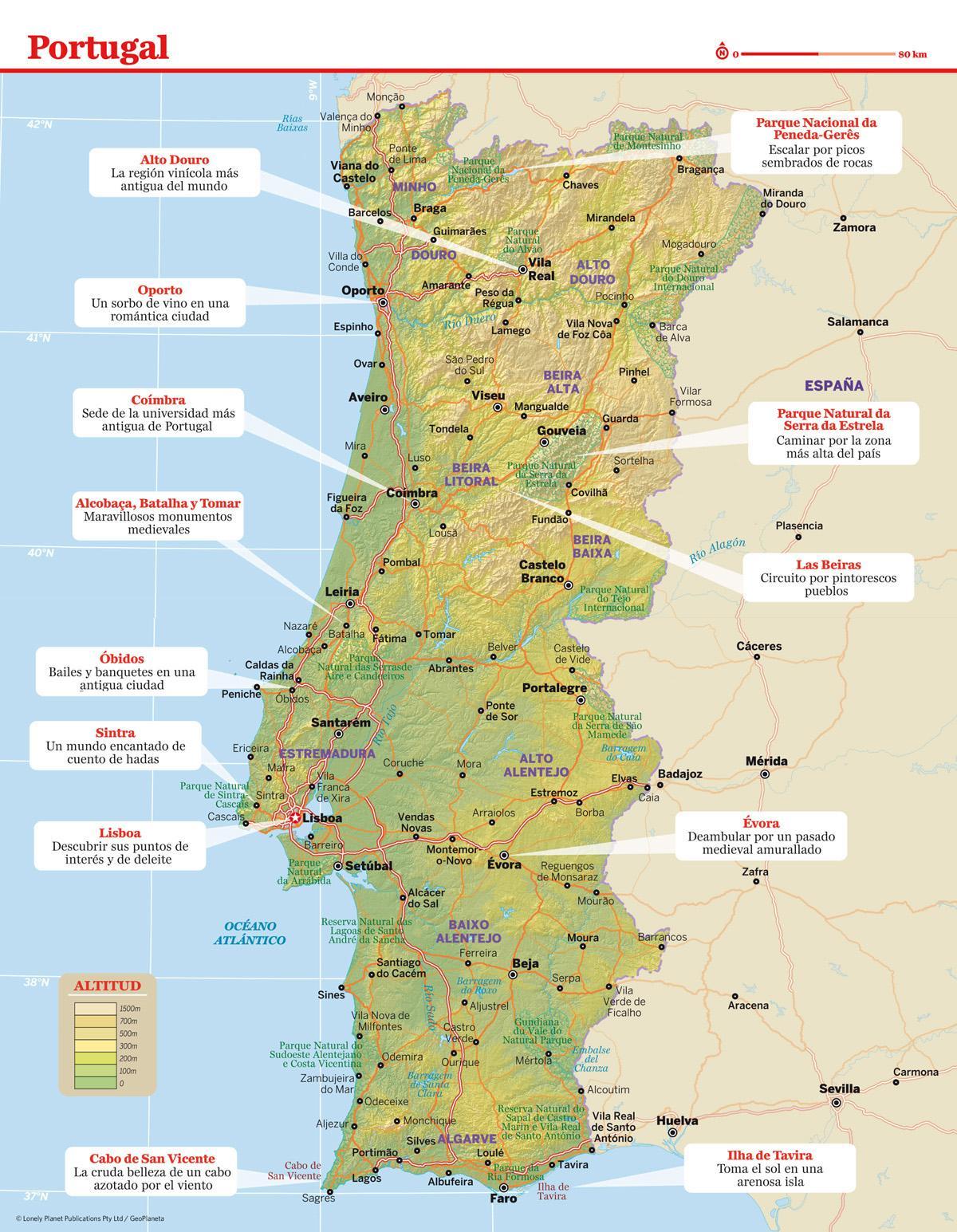 carte du Portugal stations de vacances