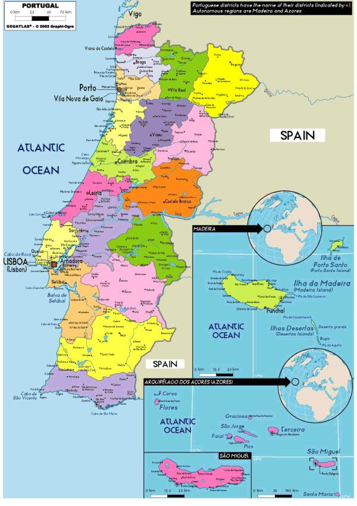 les provinces du Portugal carte