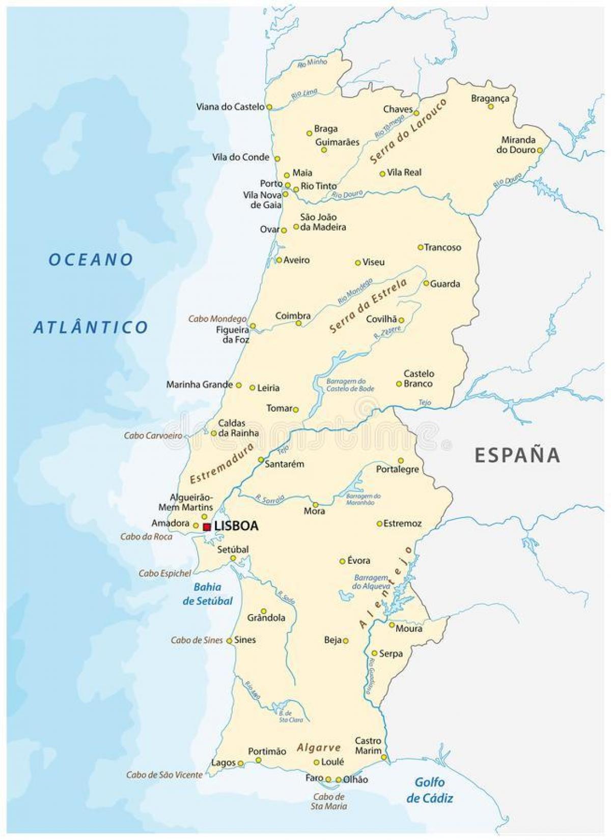 Portugal carte de fleuve