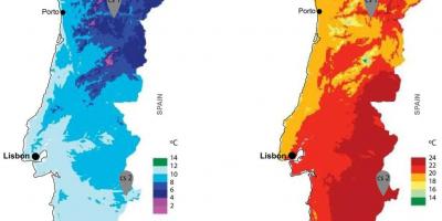 Carte climatique du Portugal