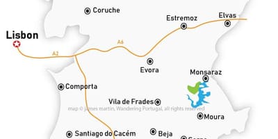 Carte de la région d'Alentejo, Portugal